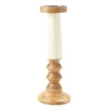 Brown & Beige 2-Tone Ripple-Pillar Candle Holder, (14")