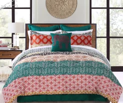 Turquoise & Red Bohemian Pattern Block King 7-Piece Comforter Set