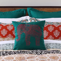 Turquoise & Red Bohemian Pattern Block King 7-Piece Comforter Set -Deco Haven Shop 810552899 11