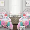 Brookdale White, Pink & Teal Pattern Patchwork Comforter Set
