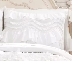 Kemmy White Ruffle Twin 2-Piece Quilt Set