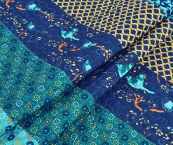 Royal Empire Peacock & Royal Blue Pattern Block Quilted Throw, (50" X 60") -Deco Haven Shop 810553483 21