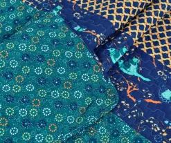 Royal Empire Peacock & Royal Blue Pattern Block Quilted Throw, (50" X 60") -Deco Haven Shop 810553483 3