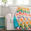 Orange & Turquoise Geometric Boho Quilted Throw, (50" X 60")