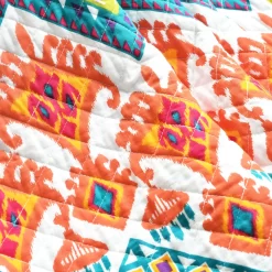 Orange & Turquoise Geometric Boho Quilted Throw, (50" X 60") -Deco Haven Shop 810553493 31