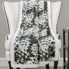 Green & White Camo Leaves Quilted Sherpa Throw, (50" X 60")