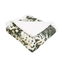 Green & White Camo Leaves Quilted Sherpa Throw, (50" X 60") -Deco Haven Shop 810553504 3