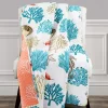White, Blue & Coral Coastal Reef Quilted Throw, (50" X 60")