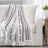 Hygge White & Black Geometric Stripe Tassel-Fringe Throw, (50" X 60")