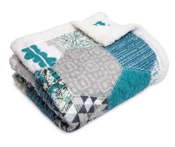 Briley Geometric Hexagon Quilted Sherpa Throw -Deco Haven Shop 810553560 2