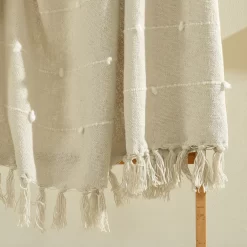 White Tufted Boho Tassel Throw -Deco Haven Shop 810553563 1