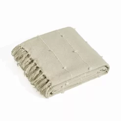 White Tufted Boho Tassel Throw -Deco Haven Shop 810553563 3