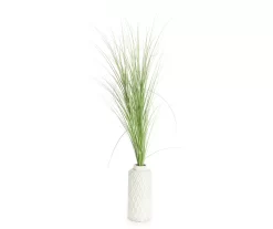 5' Grass In White Embossed Pot