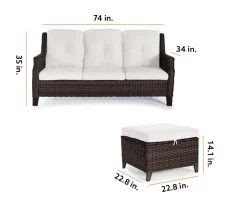 Real Living Rockbridge All-Weather Wicker Cushioned Patio Sofa & Ottoman Set -Deco Haven Shop 810555287 1