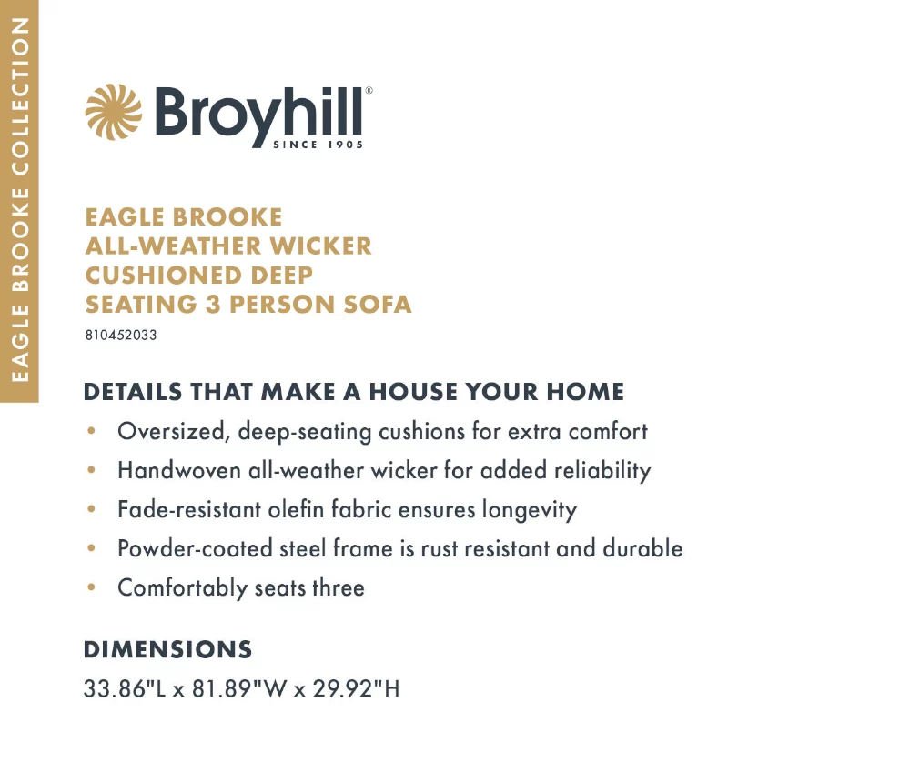 Broyhill Eagle Brooke All-Weather Wicker Cushioned Patio Sofa 18 Broyhill Eagle Brooke All-Weather Wicker Cushioned Patio Sofa - Image 18