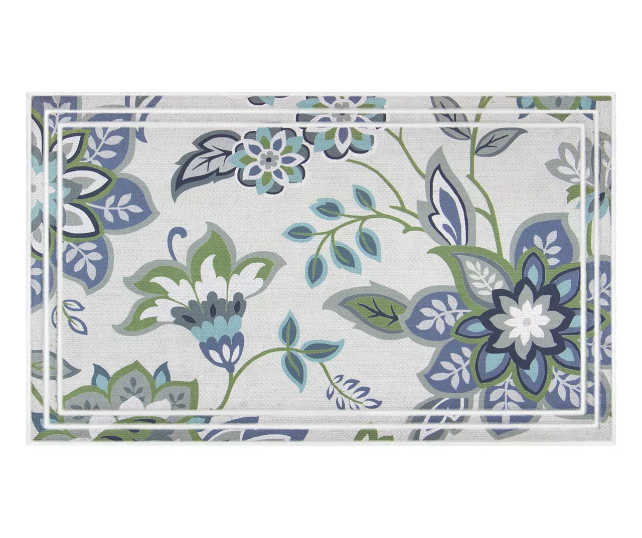 Gray & Blue Florabella Doormat, (18" X 30") 1 Gray & Blue Florabella Doormat, (18" X 30")