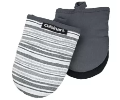 Cuisinart Castlerock Gray & White Dashed Stripe Mini Oven Mitt, 2-Pack
