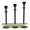 Black & Brown 3-Piece Taper Candle Holder Set