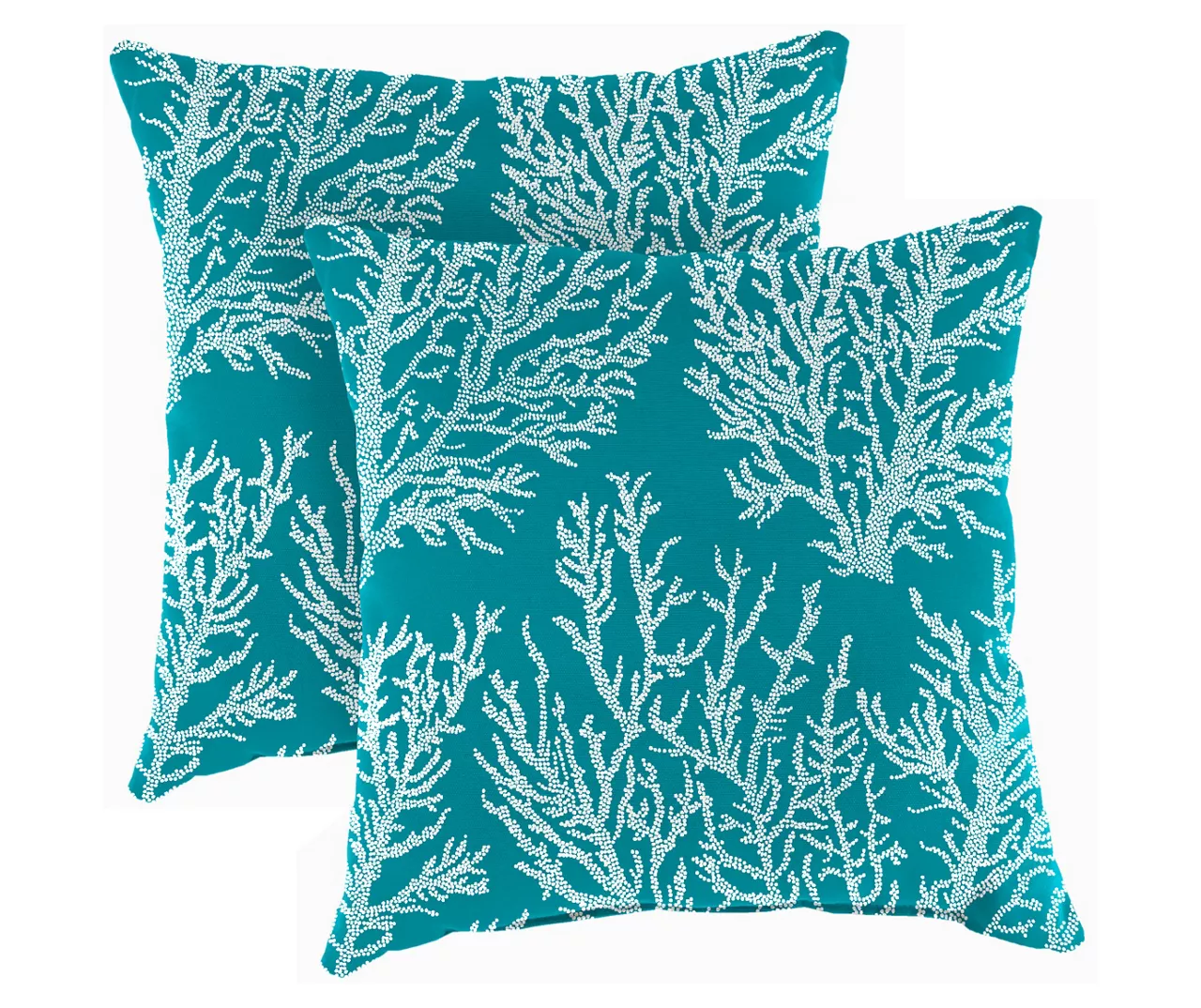 16" Sea Coral Turquoise Outdoor Throw Pillows, 2-Pack 1 16" Sea Coral Turquoise Outdoor Throw Pillows, 2-Pack