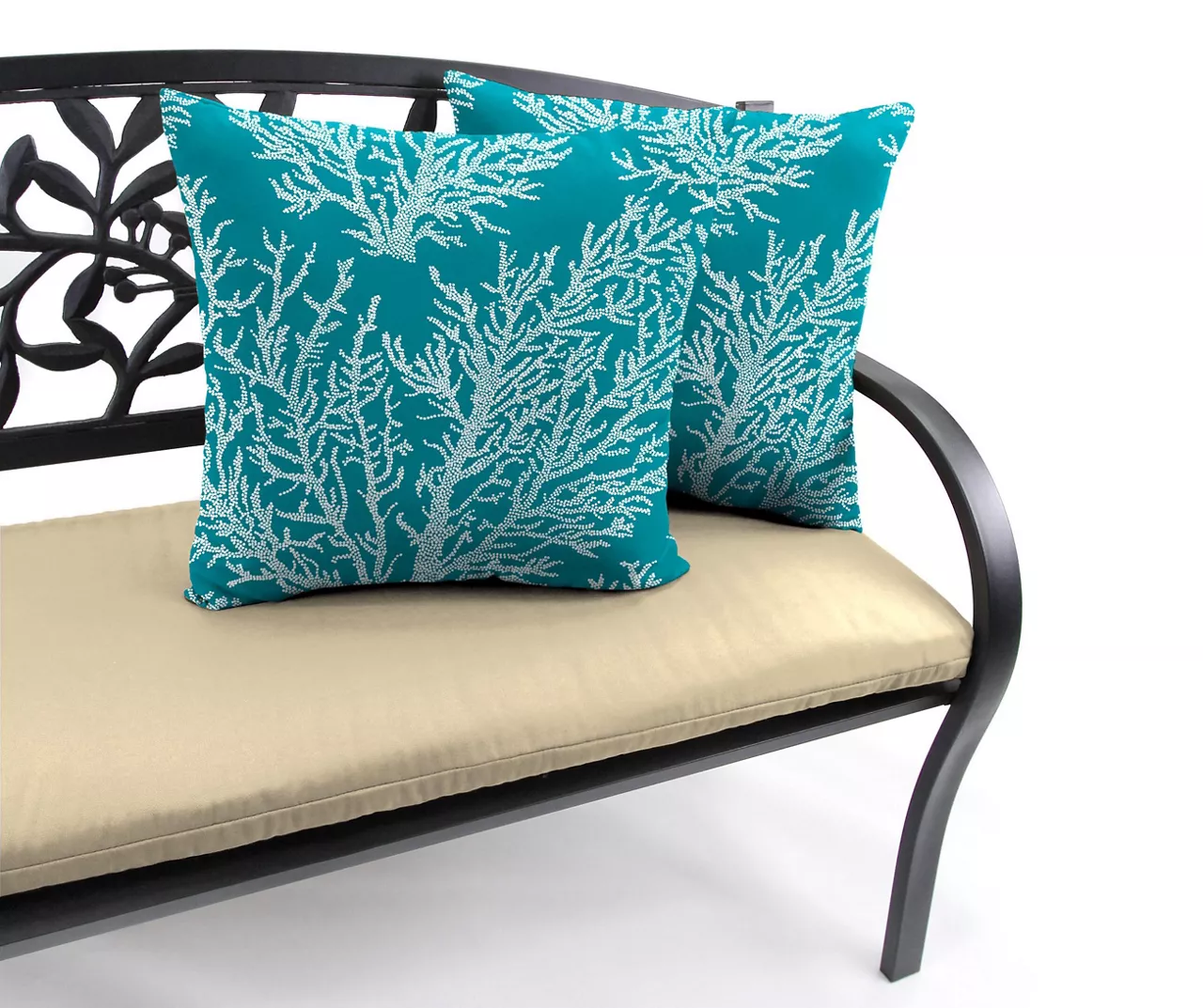 16" Sea Coral Turquoise Outdoor Throw Pillows, 2-Pack 7 16" Sea Coral Turquoise Outdoor Throw Pillows, 2-Pack - Image 7