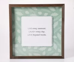 "Live Every Moment" Green Leaf Pattern Framed Wall Plaque