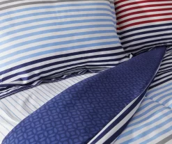 Blue & Red Stripe Microfiber King 9-Piece Bed-in-a-Bag Set -Deco Haven Shop 810563034 810563033 810563032 810563031 2