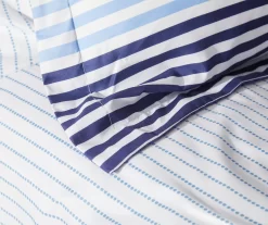 Blue & Red Stripe Microfiber King 9-Piece Bed-in-a-Bag Set -Deco Haven Shop 810563034 810563033 810563032 810563031 3