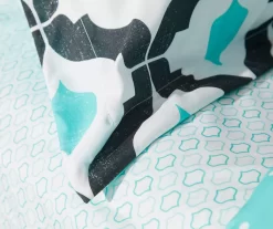 Blue & Black Arabesque Microfiber Queen 9-Piece Bed-in-a-Bag Set -Deco Haven Shop 810563446 810563445 810563444 810563443 3