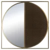 Brown & Brass Split-Circle Wall Mirror