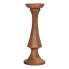 Walnut Brown Curved Pillar Candle Holder, (14")