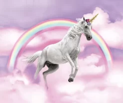 Purple & Pink Unicorn Raschel Throw, (50" X 60")