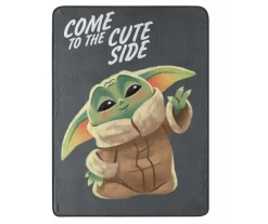 Raschel The Mandalorian "Cute Side" Charcoal Grogu Micro Throw, (46" X 60")
