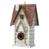 White Shingle Home Wood & Metal Birdhouse