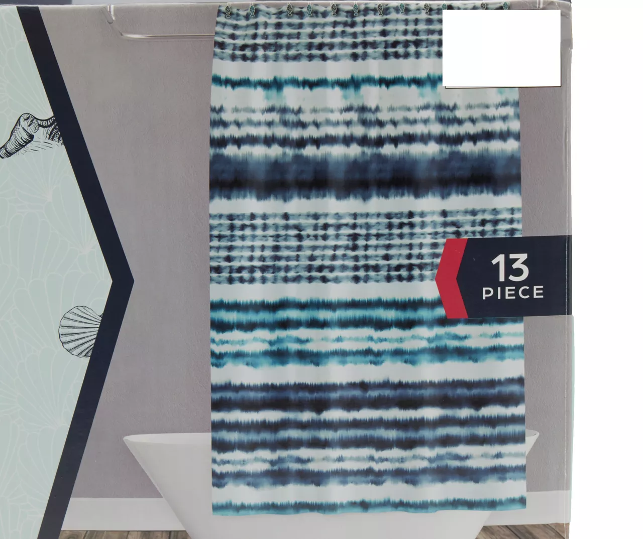 Grecian Getaway White & Blue Ink Stripe 13-Piece Shower Curtain Set 2 Grecian Getaway White & Blue Ink Stripe 13-Piece Shower Curtain Set - Image 2