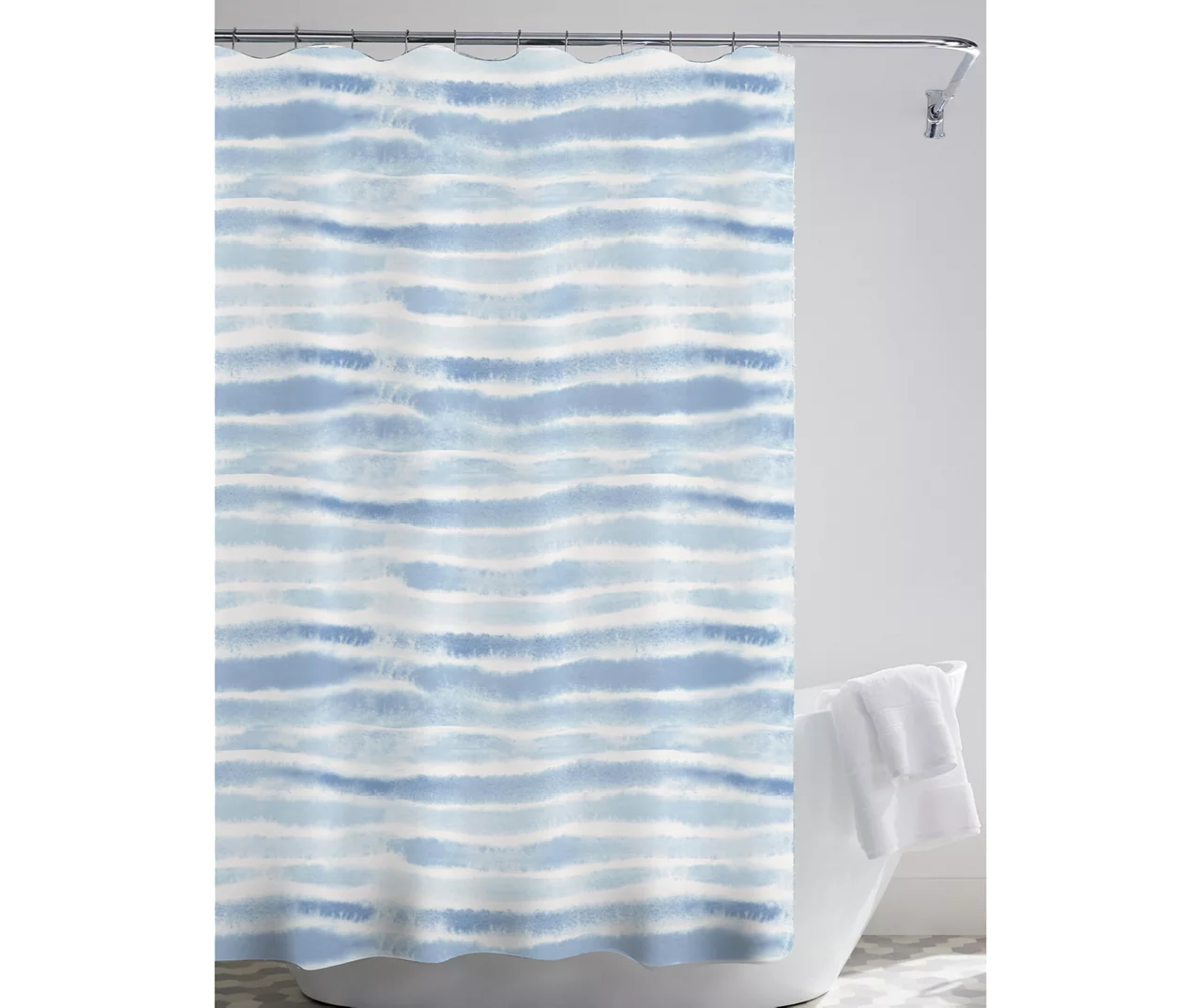 Adair Light Blue Watercolor & Faux Fur 14-Piece Bath Set 2 Adair Light Blue Watercolor & Faux Fur 14-Piece Bath Set - Image 2