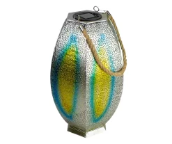 Northlight Silver Floral Cutout LED Hanging Solar Lantern -Deco Haven Shop 810576008 2