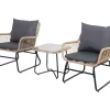 Santa Cruz 3-Piece Rattan Cushioned Patio Chair & Side Table Set