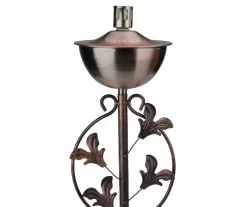 64.5" Brushed Copper Floral Motif Oil Patio Torch -Deco Haven Shop 810576094 3