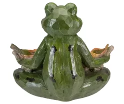 11.5" Sitting Frog & Leaf Birdfeeder Garden Statuary -Deco Haven Shop 810576189 4