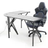 Black L-Shaped LED Gaming Desk With USB Charging