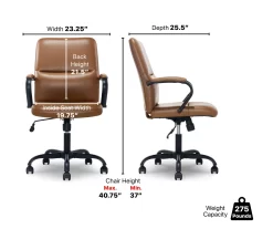 Camel Brown Vegan Leather Office Chair -Deco Haven Shop 810583520 A6