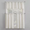 Crest White & Blue Dash Grid Light-Filtering Rod Pocket Tier & Valance Curtain Set, (36" X 58")