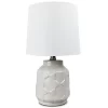 Ivory Geometric Embossed Ceramic Table Lamp With Bulb