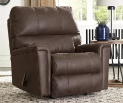 Navi Chestnut Faux Leather Rocker Recliner -Deco Haven Shop 810587485 6
