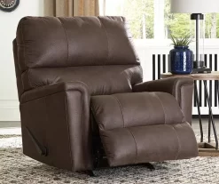 Navi Chestnut Faux Leather Rocker Recliner -Deco Haven Shop 810587485 71