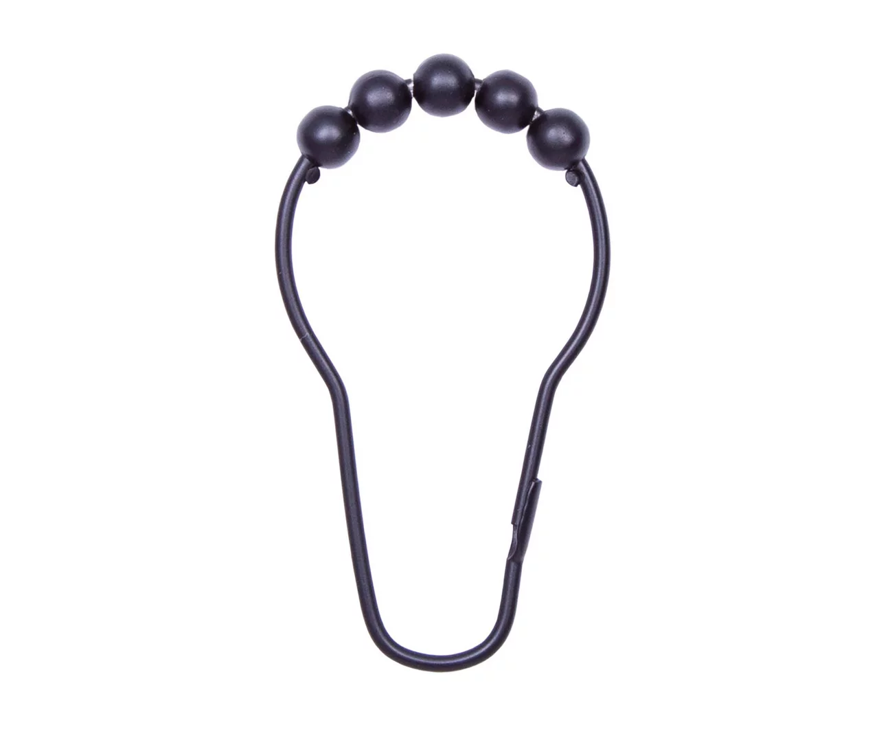 Black Beaded Roller Shower Curtain Double Hooks, 12-Pack 1 Black Beaded Roller Shower Curtain Double Hooks, 12-Pack