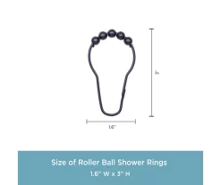 Black Beaded Roller Shower Curtain Double Hooks, 12-Pack 6 Black Beaded Roller Shower Curtain Double Hooks, 12-Pack -Deco Haven Shop 810587937 3