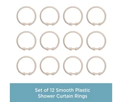 Cream Smooth Shower Curtain Double Hooks, 12-Pack -Deco Haven Shop 810587939 4