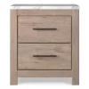 Senniberg Oak & Faux Calcutta 2-Drawer Nightstand
