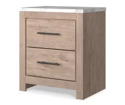 Senniberg Oak & Faux Calcutta 2-Drawer Nightstand -Deco Haven Shop 810589298 2
